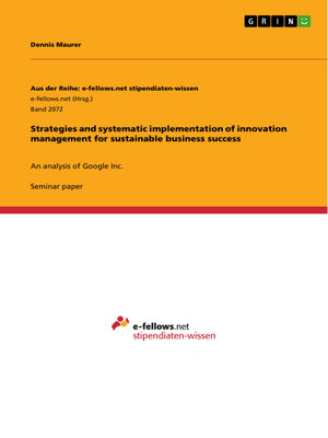 cover image of Strategies and systematic implementation of innovation management for sustainable business success